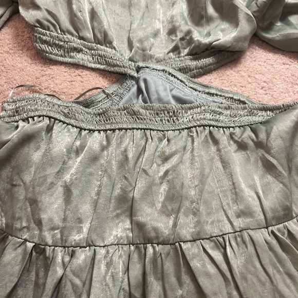 Altar’d State size large olive green satin feeling dress - Picture 2 of 2